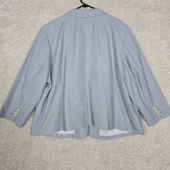Talbots Womens Blazer 24W Blue White 2 Button Career Preppy Minimal Office - Picture 9 of 13